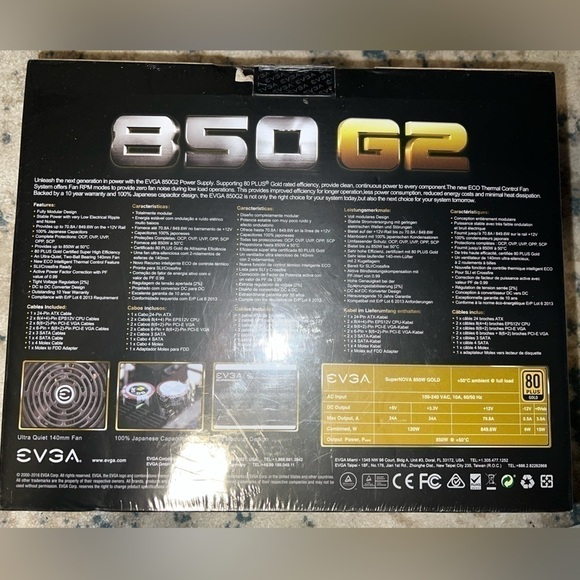 Evga  SuperNova 850 G2 Power Supply - Picture 2 of 4